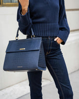 Large, Insulated, Chic Lunchbox, Navy Croc