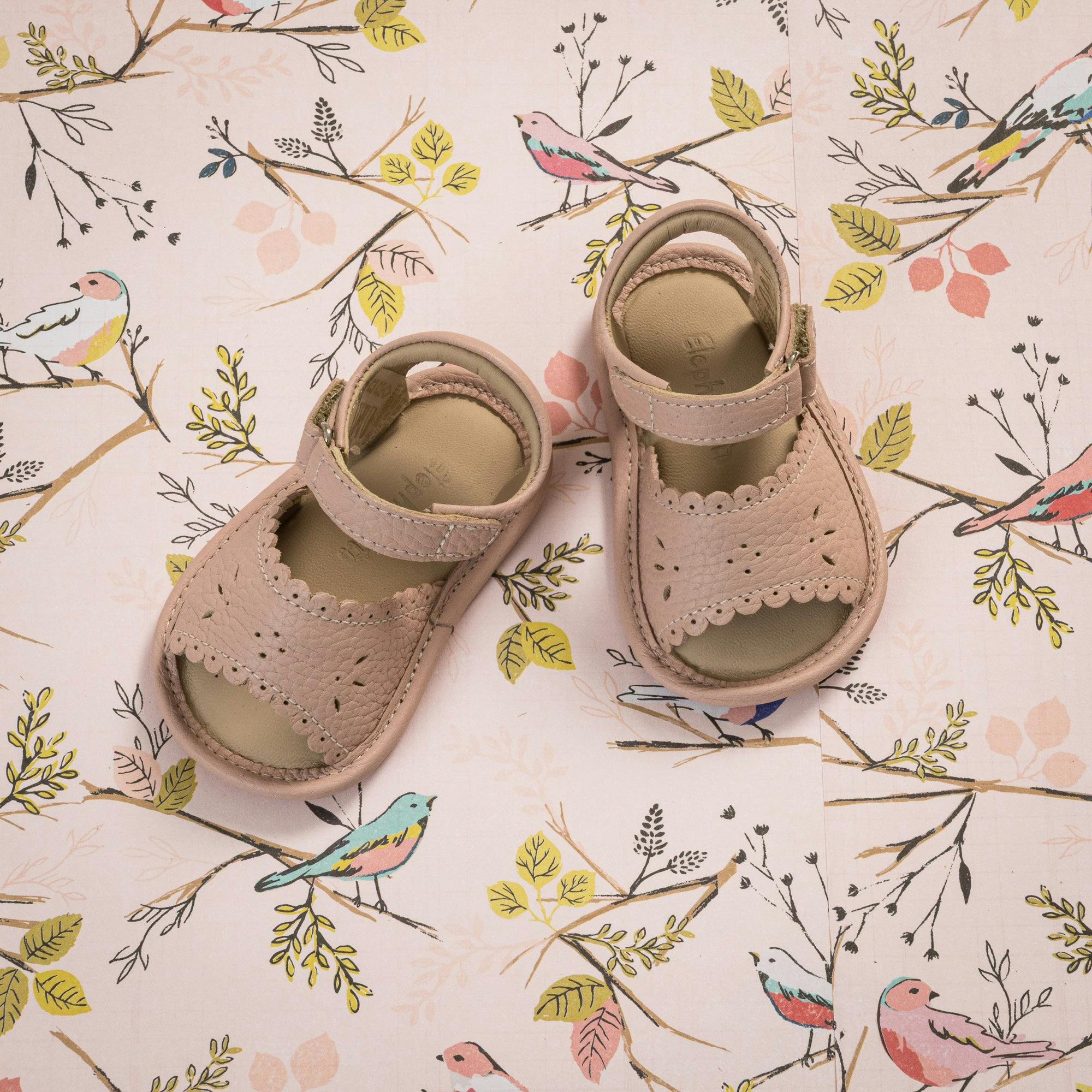 Baby Scallop Sandal | Pink Leather