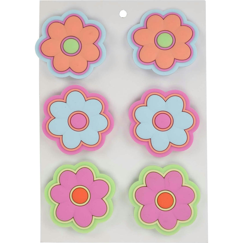 Packed Party Petal Party Pink Silicone Woven Basket with 6 Floral Twisty Charms - Lightweight Open Weave Carryall, 16x10.4 Inch with 15 Inch Handle