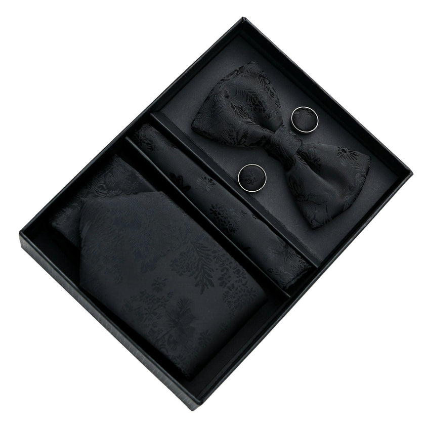 Black Floral Tie Set