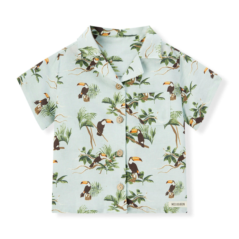 Blue Sky Linen Button-Up Shirt and Shorts Set