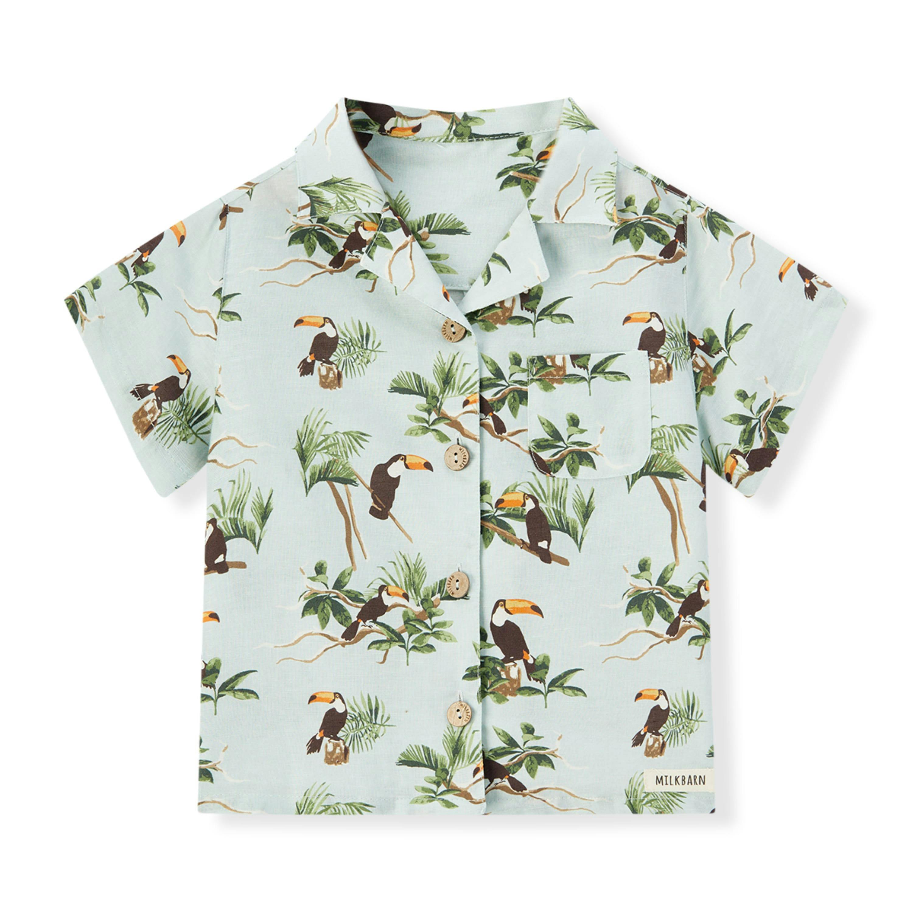 Blue Sky Linen Button-Up Shirt and Shorts Set