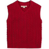 Boy's Organic V-Neck Cable Sweater Vest, Red