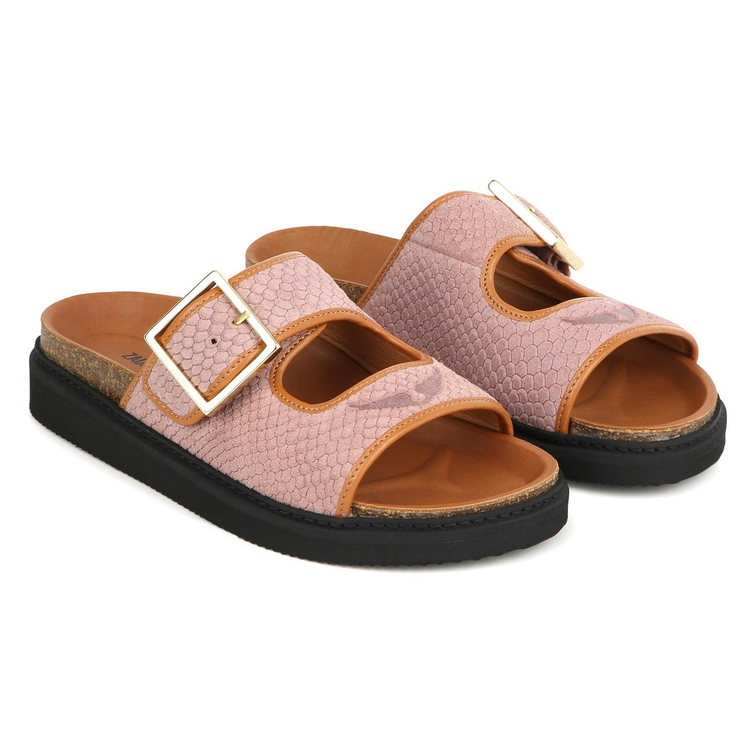 Slip-On Suede Sandals - Rose