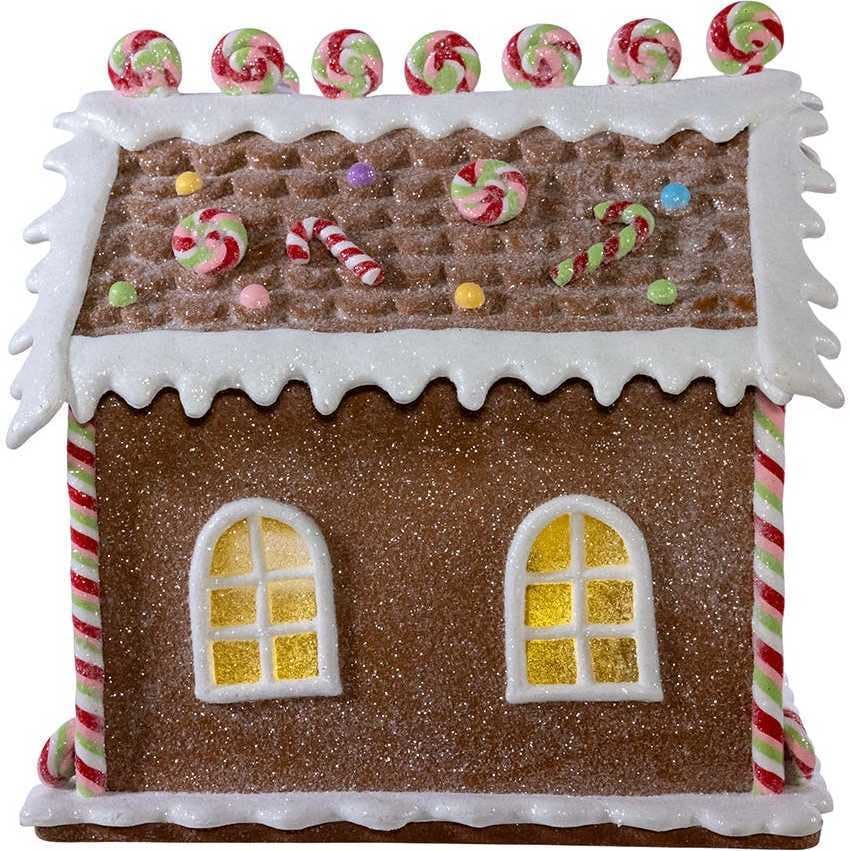 8.46-Inch Battery Operated LED Lighted Gingerbread Lollipop Shop