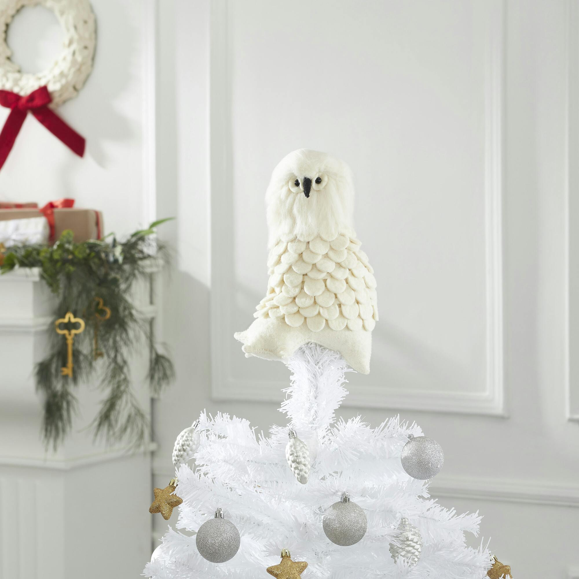 Snowy Handmade Hand Felted Wool Christmas Tree Topper