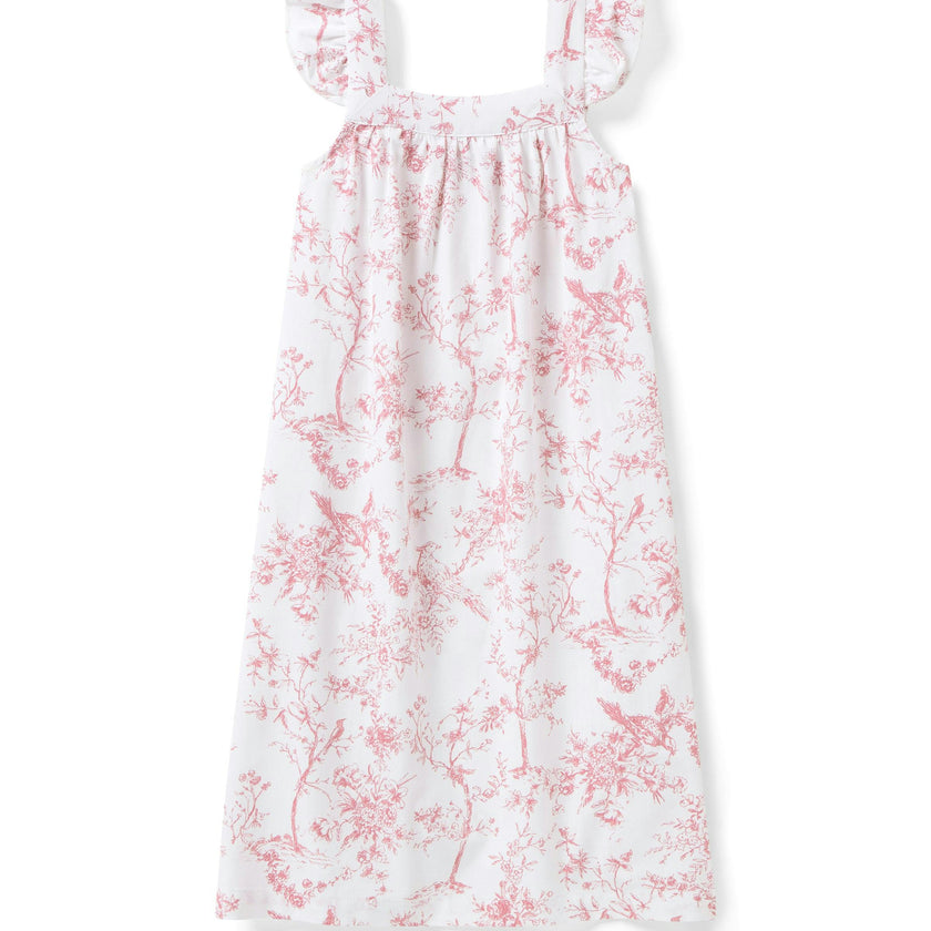 Girl's Twill Clara Nightgown in Pink Timeless Toile