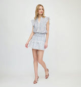 The Meena Skirt - White Etched Floral Stripe