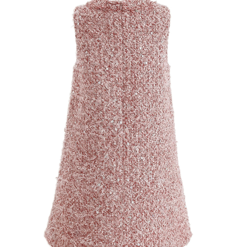 Pink Tweed Sequin Shift Dress