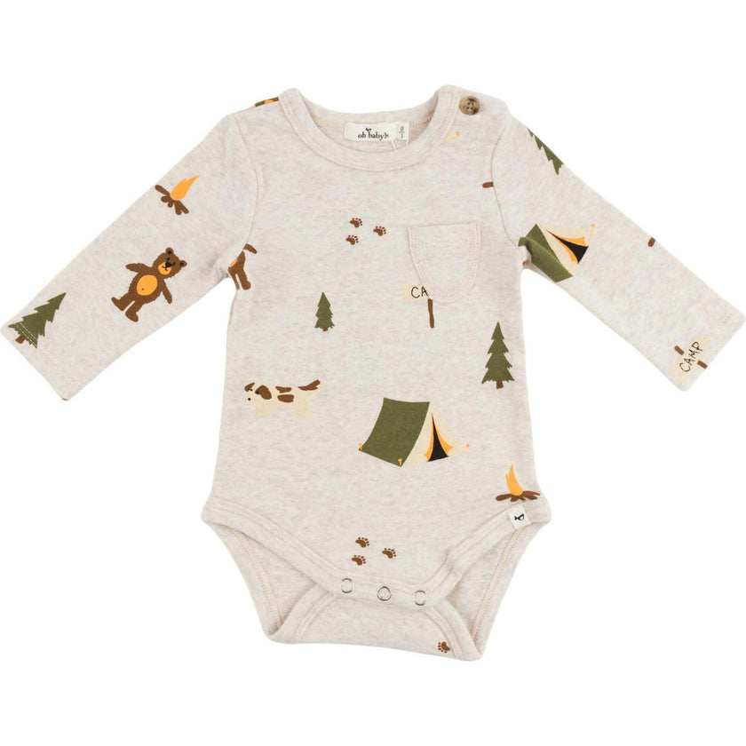 Camping Print Pocket Onesie