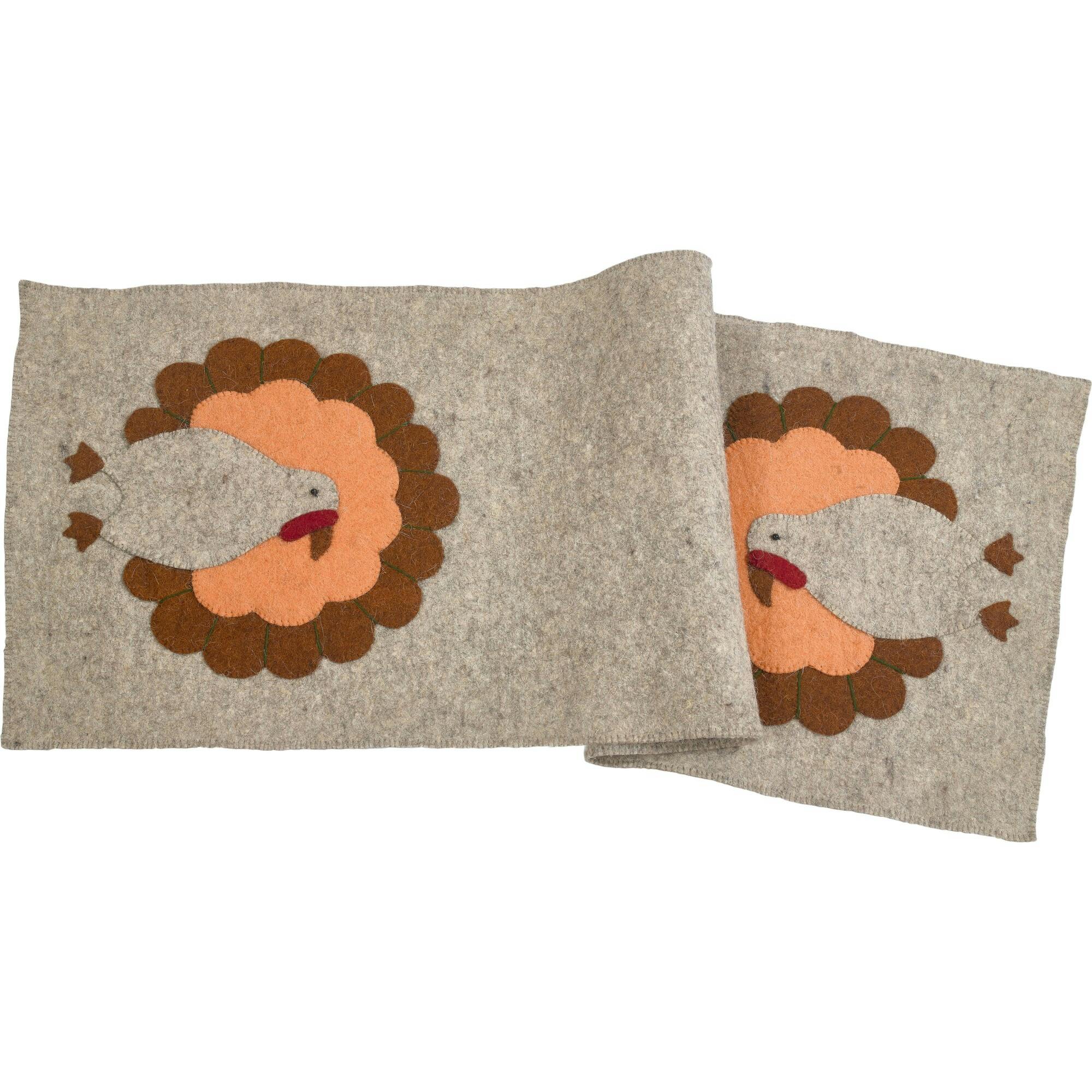 Hand Felted Wool Thanksgiving Turkey Table Runner - 16