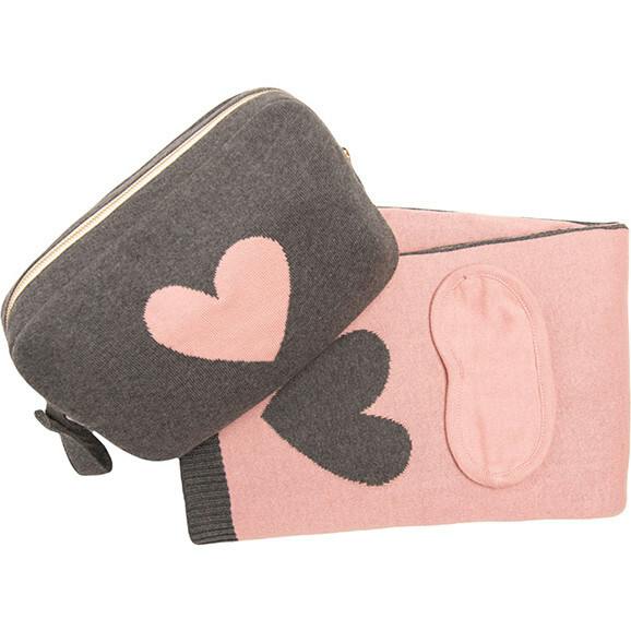 Hearts Reversible Blanket Travel Set