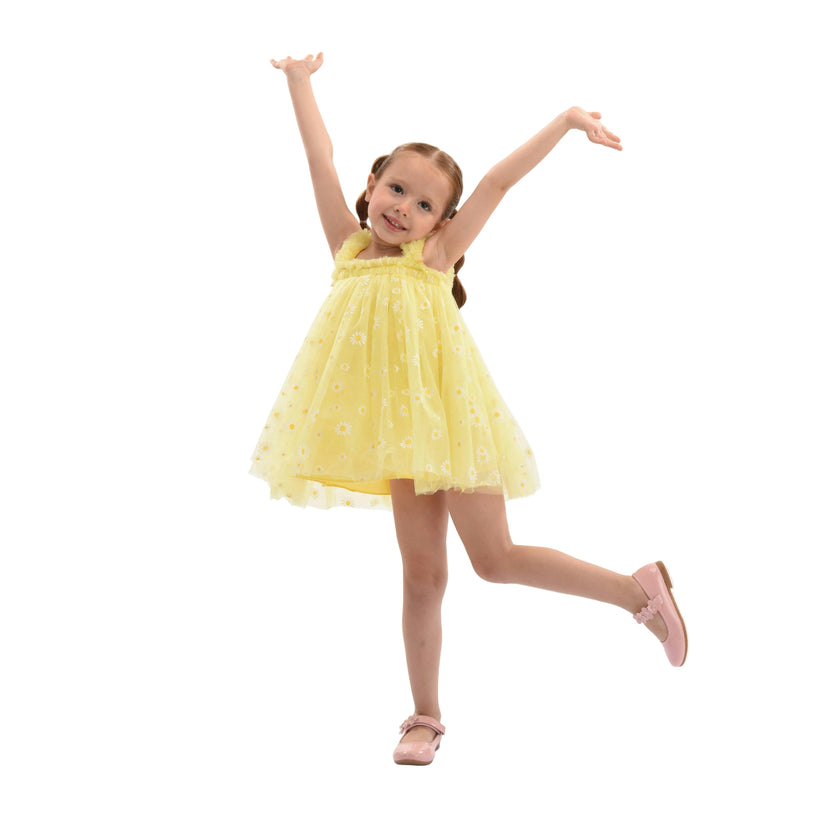 Yellow Solenne Daisy Ruffle Dress