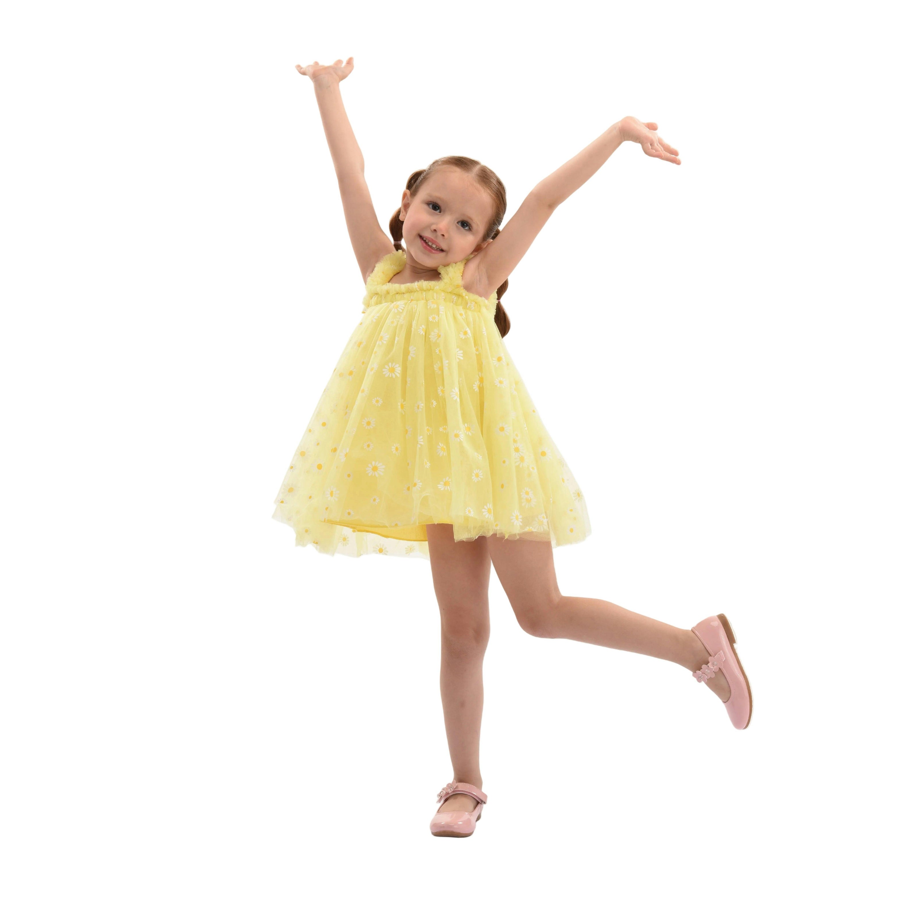 Yellow Solenne Daisy Ruffle Dress