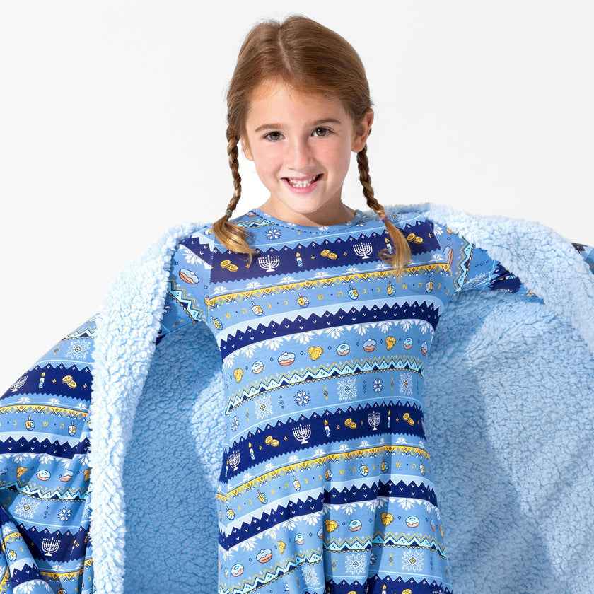 Hanukkah Fair Isle Bamboo Sherpa Blanket