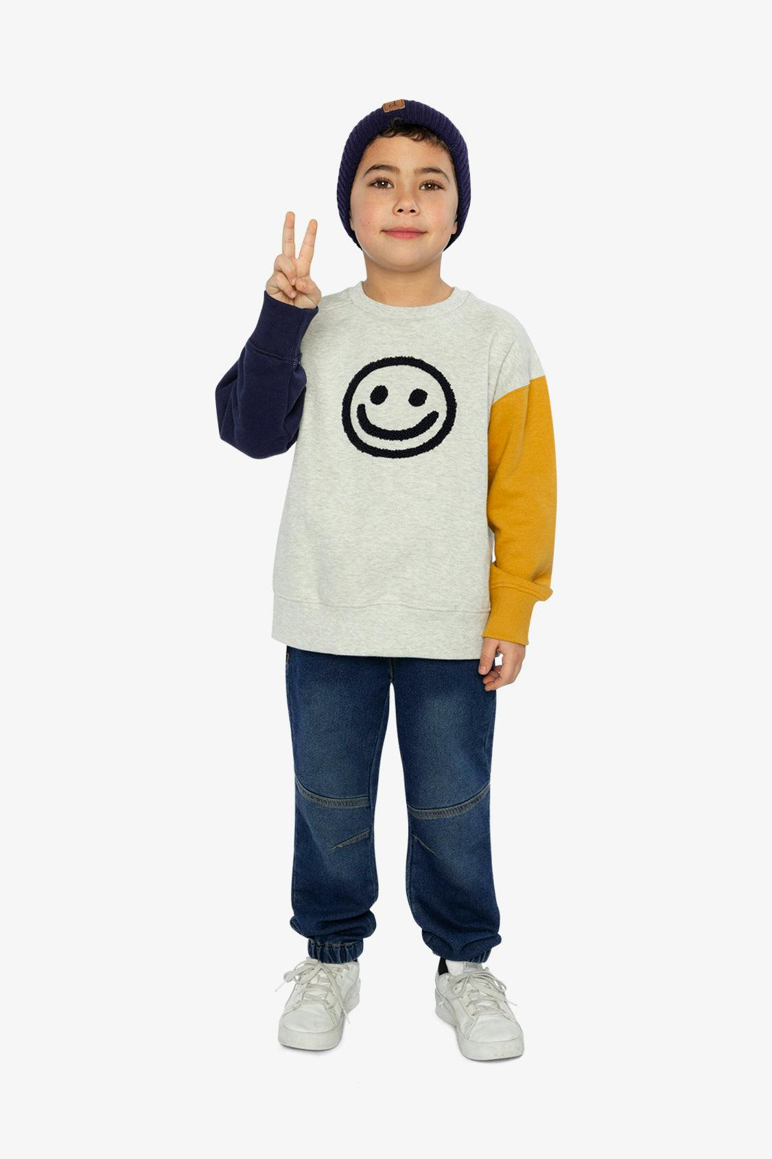 Fleece Sweatshirt Heather Grey, Yellow And Blue