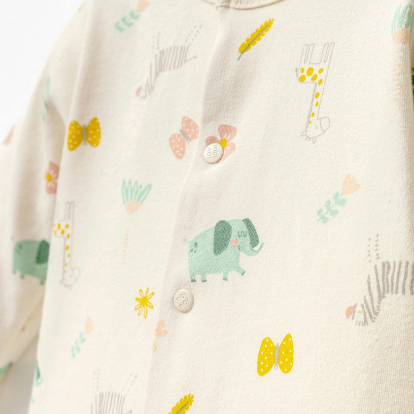 Cream Animal Print Babygrow & Hat
