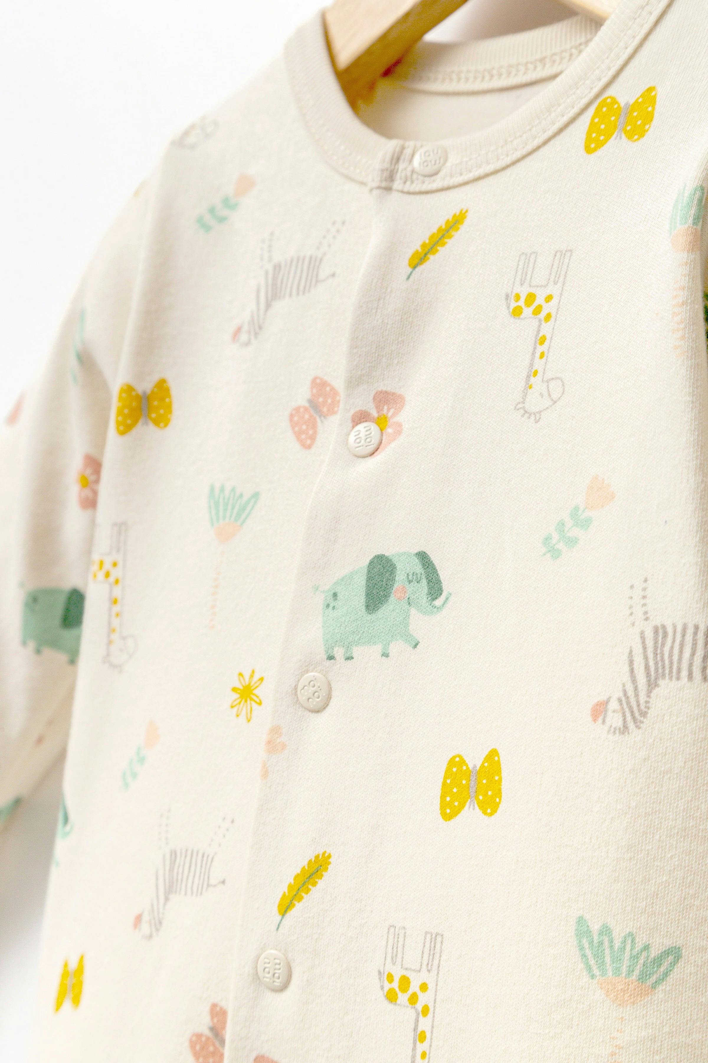 Cream Animal Print Babygrow & Hat