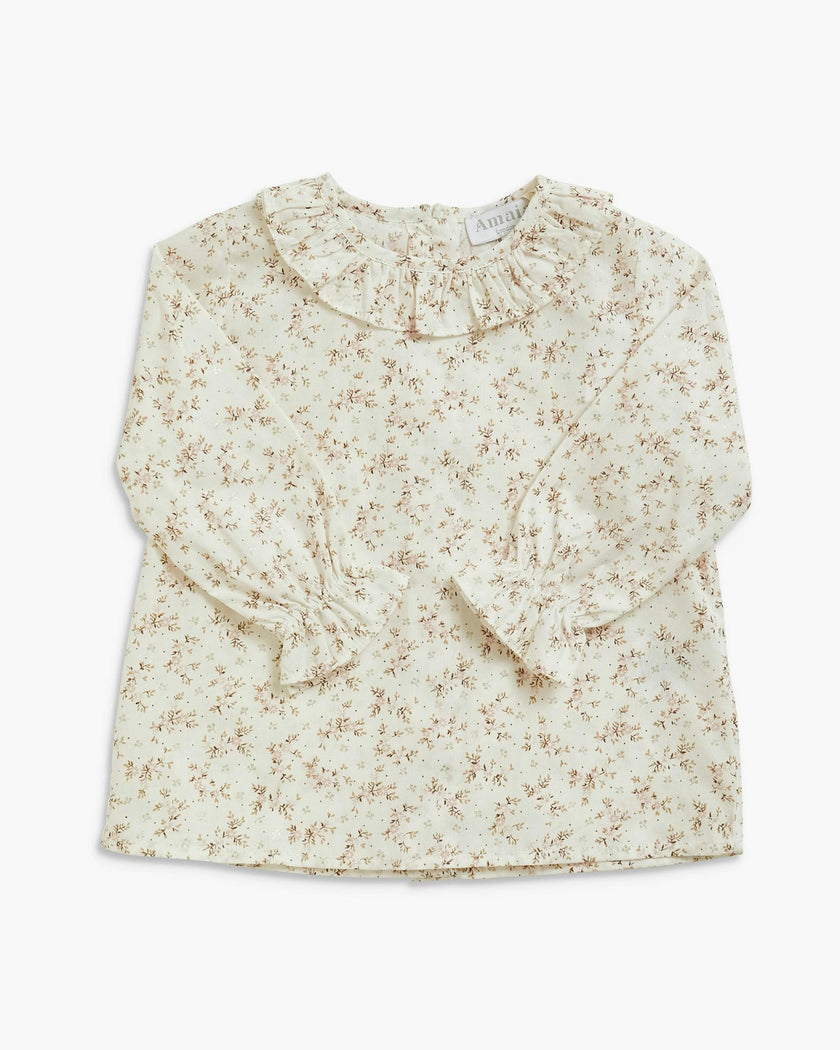Amelia Blouse Pink Gold Floral