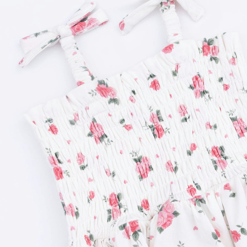 Pink Rosettes - Smocked Bubble with Skirt