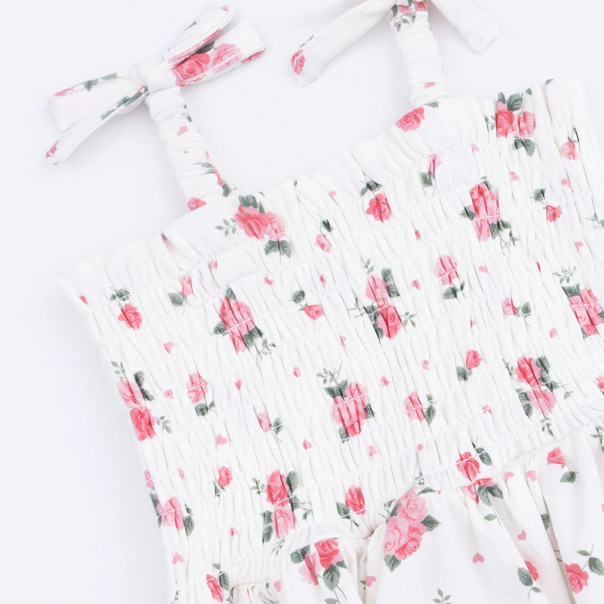 Pink Rosettes - Smocked Bubble with Skirt