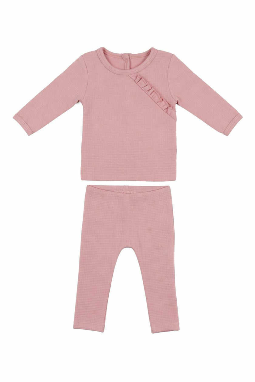 Girls Quilted Waffle 2-Piece Loungewear Set