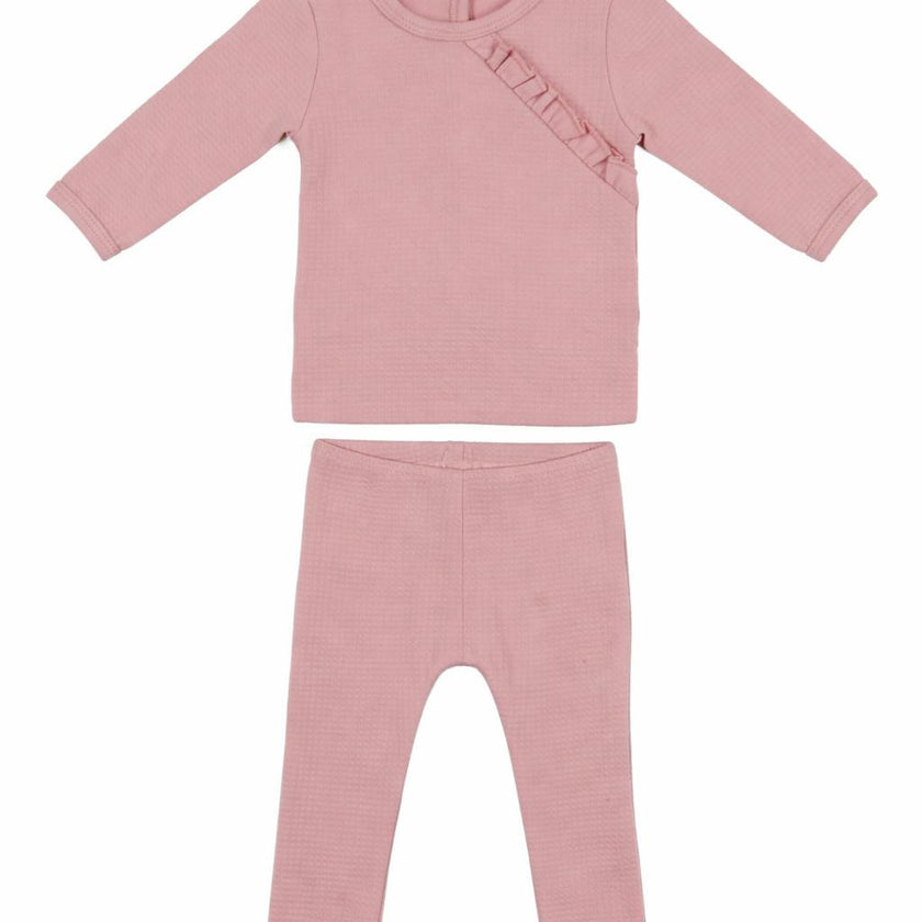 Girls Quilted Waffle 2-Piece Loungewear Set