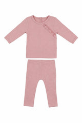 Girls Quilted Waffle 2-Piece Loungewear Set