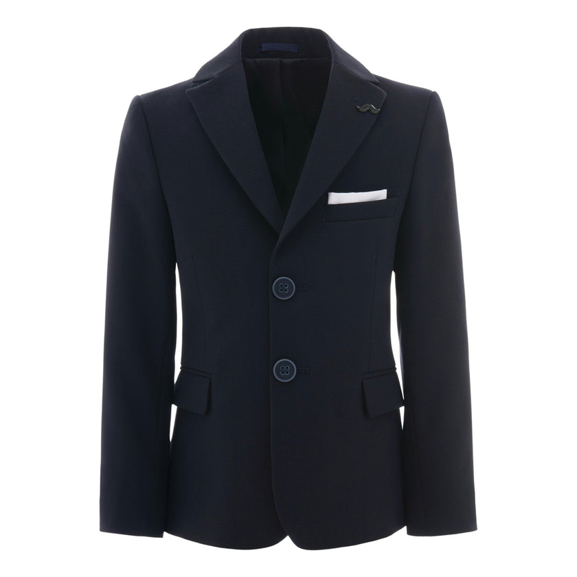 Navy Twill Peak Lapel Blazer