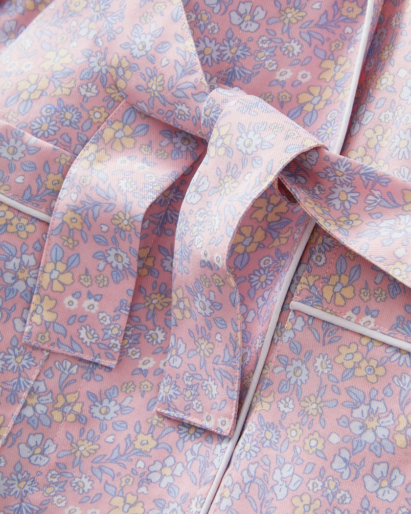 Kid's Twill Robe in Fleur Blush
