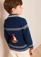 Boat Motif Knitted Cardigan in Navy (2- 10yrs)