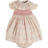 Adelaide Floral Hand Smocked Ruffle Collar Cap Sleeve Dress in Pink (12mths-6yrs)