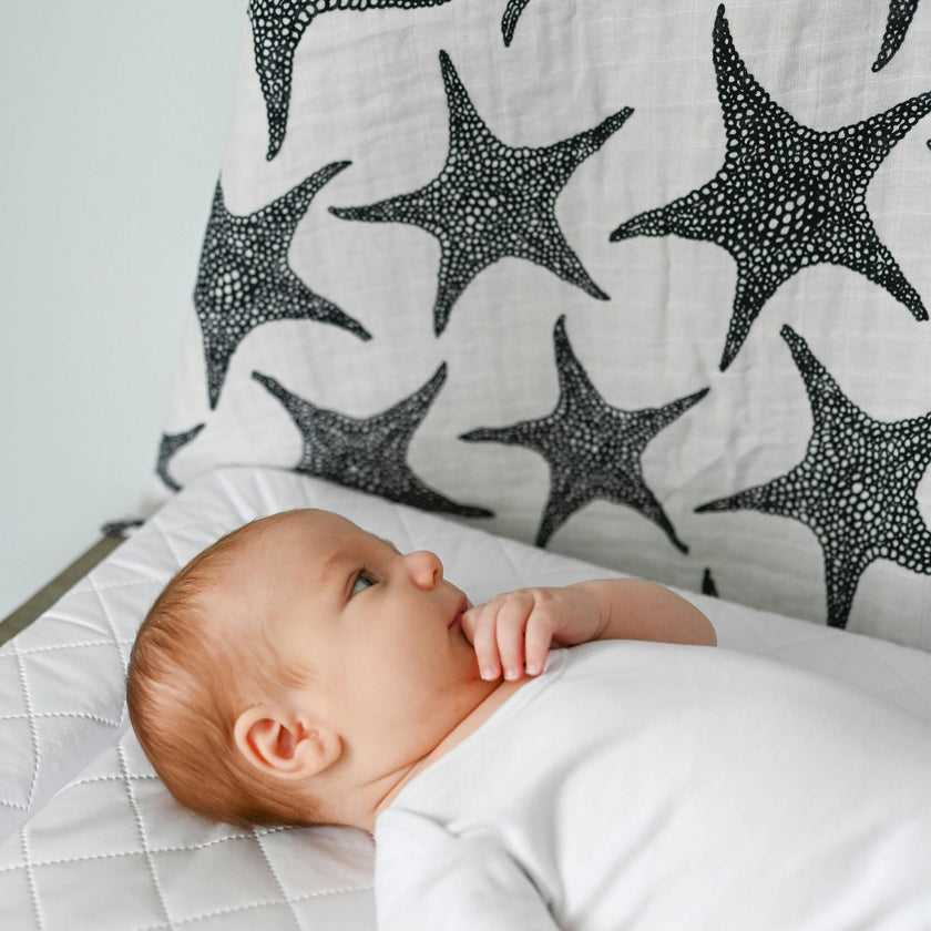XL Starfish Print Muslin Multi-Purpose Square Blanket