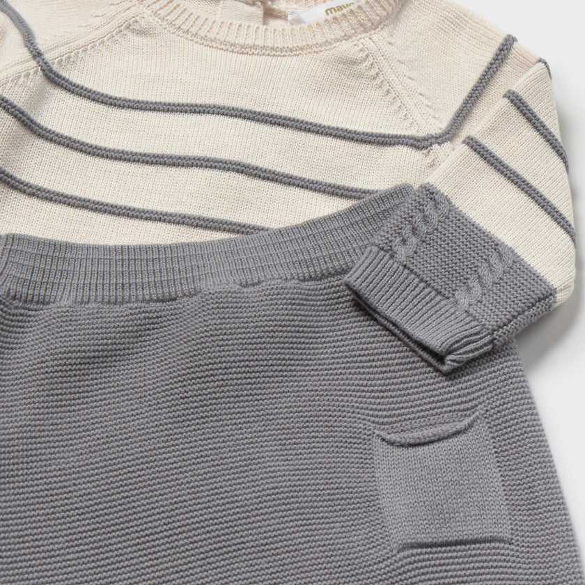 Grey Knitted Baby Sweater and Pants Set