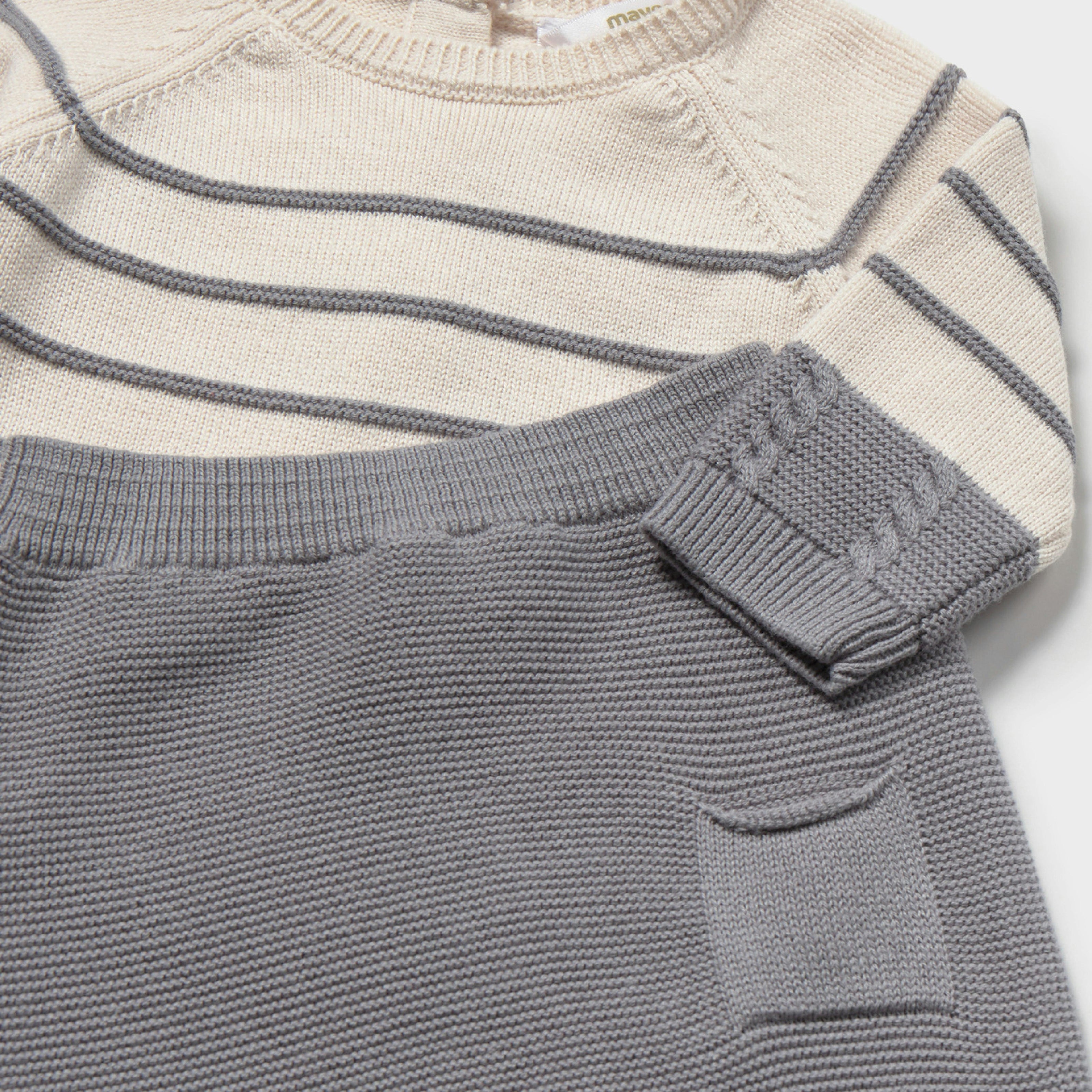Grey Knitted Baby Sweater and Pants Set