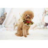 Golden & Silver Sequin Collar W/ White Pom Pom, Gold