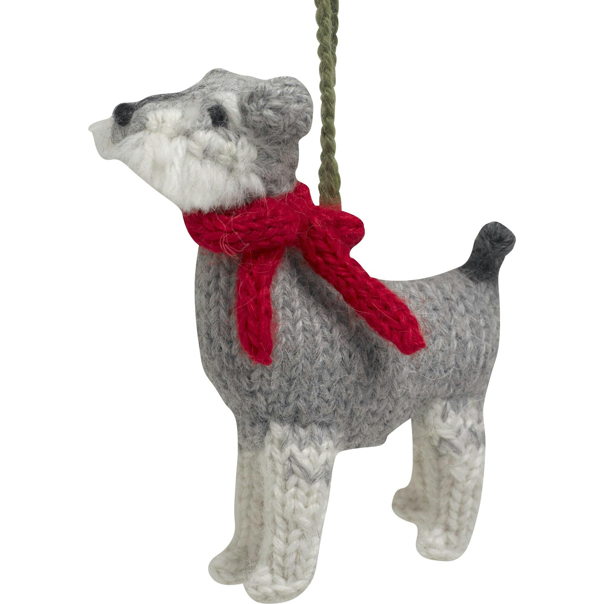 Schnauzer Dog Hand Knit Christmas Ornament