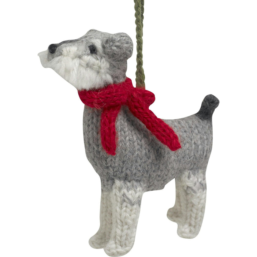 Schnauzer Dog Hand Knit Christmas Ornament