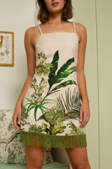 Parker Neutral Botanical Mini Dress