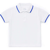 White Polo Shirt With Royal Tipping