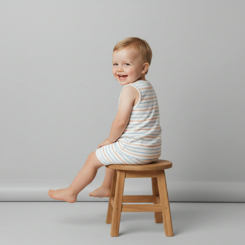 Organic Sleeveless Tee & Shorts Set - Cabana Stripes