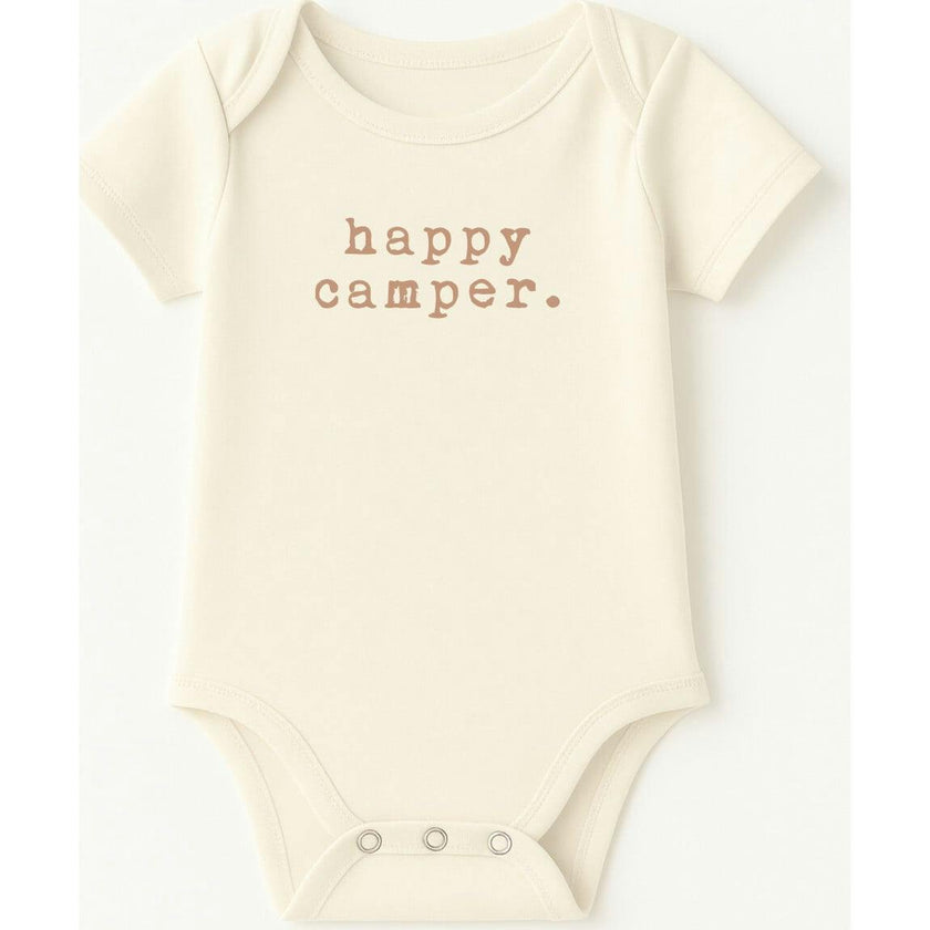 Happy Camper Clay Organic Cotton Baby Bodysuit Short Sleeve