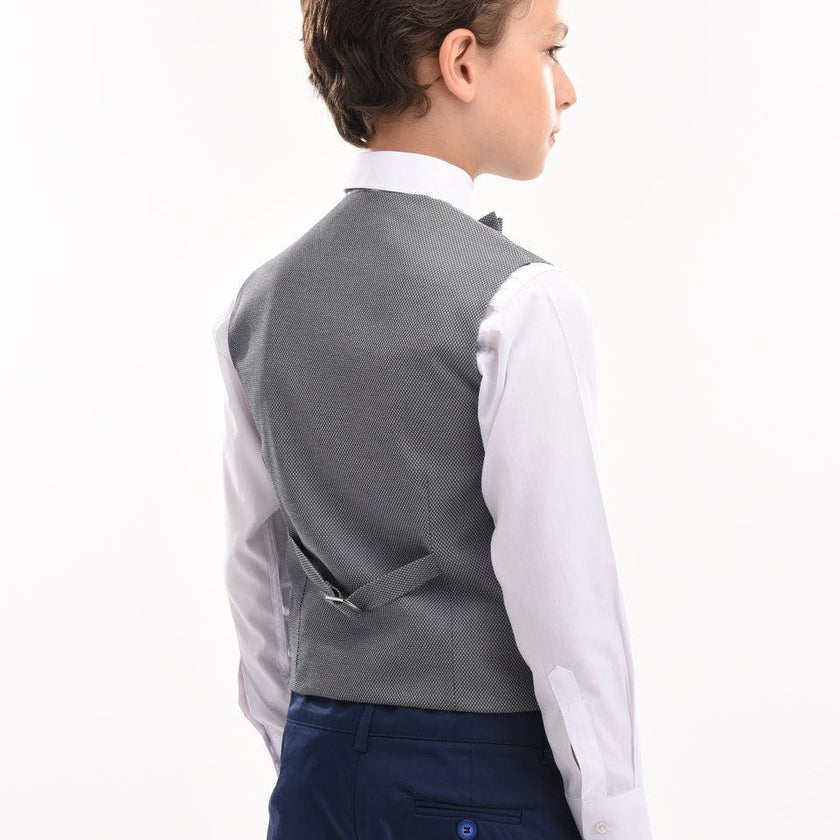 Gray Micro Print Vest & Bowtie