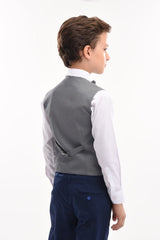 Gray Micro Print Vest & Bowtie