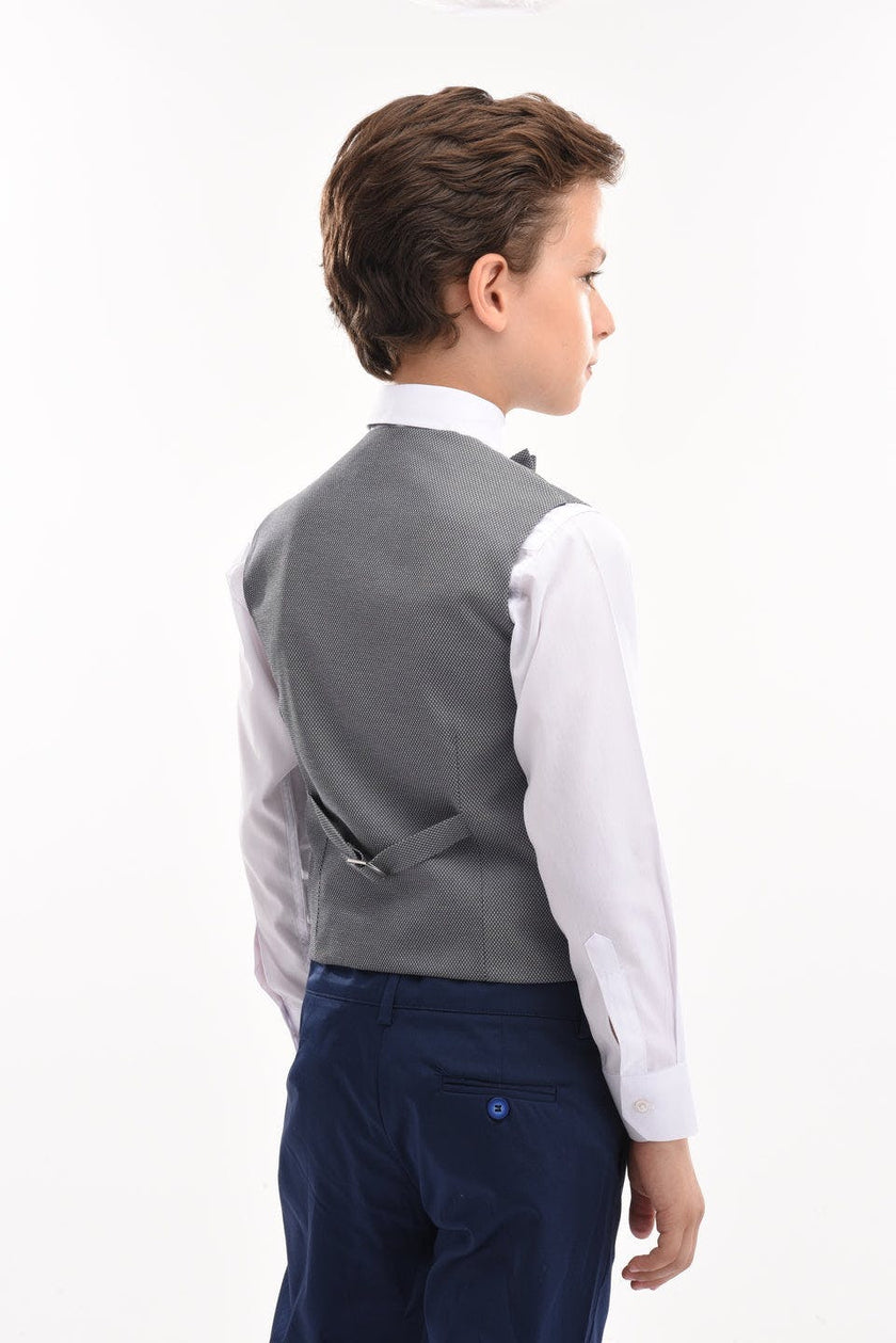 Gray Micro Print Vest & Bowtie