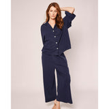 The Olivia Wide Leg Pima Pajama Set in Navy