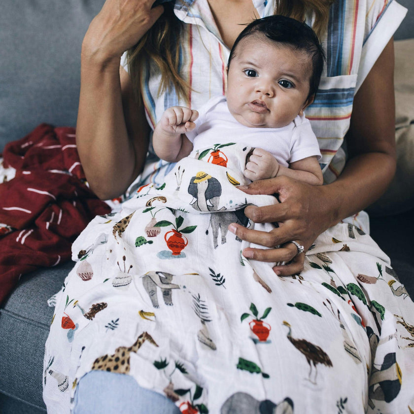 Deluxe Muslin Swaddle Blanket - Safari Social