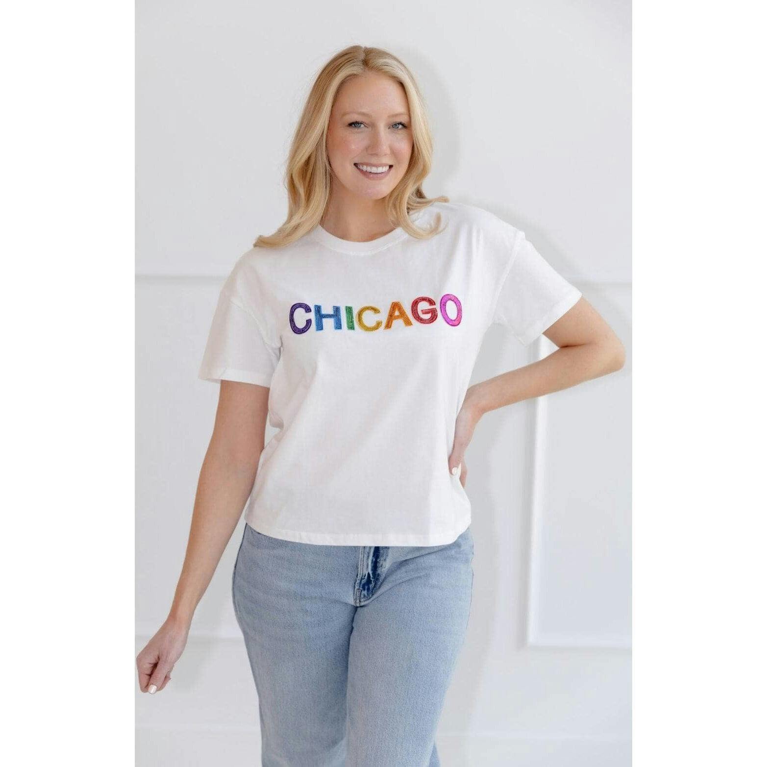 Women's Sequin Chicago T-shirt Black
