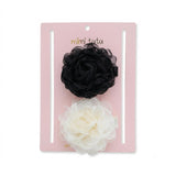 Black Tulle Flower Hair Clip Duo