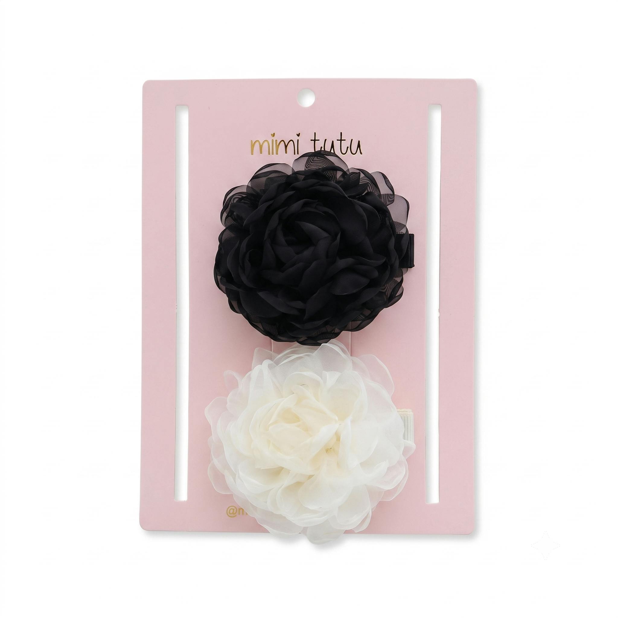Black Tulle Flower Hair Clip Duo